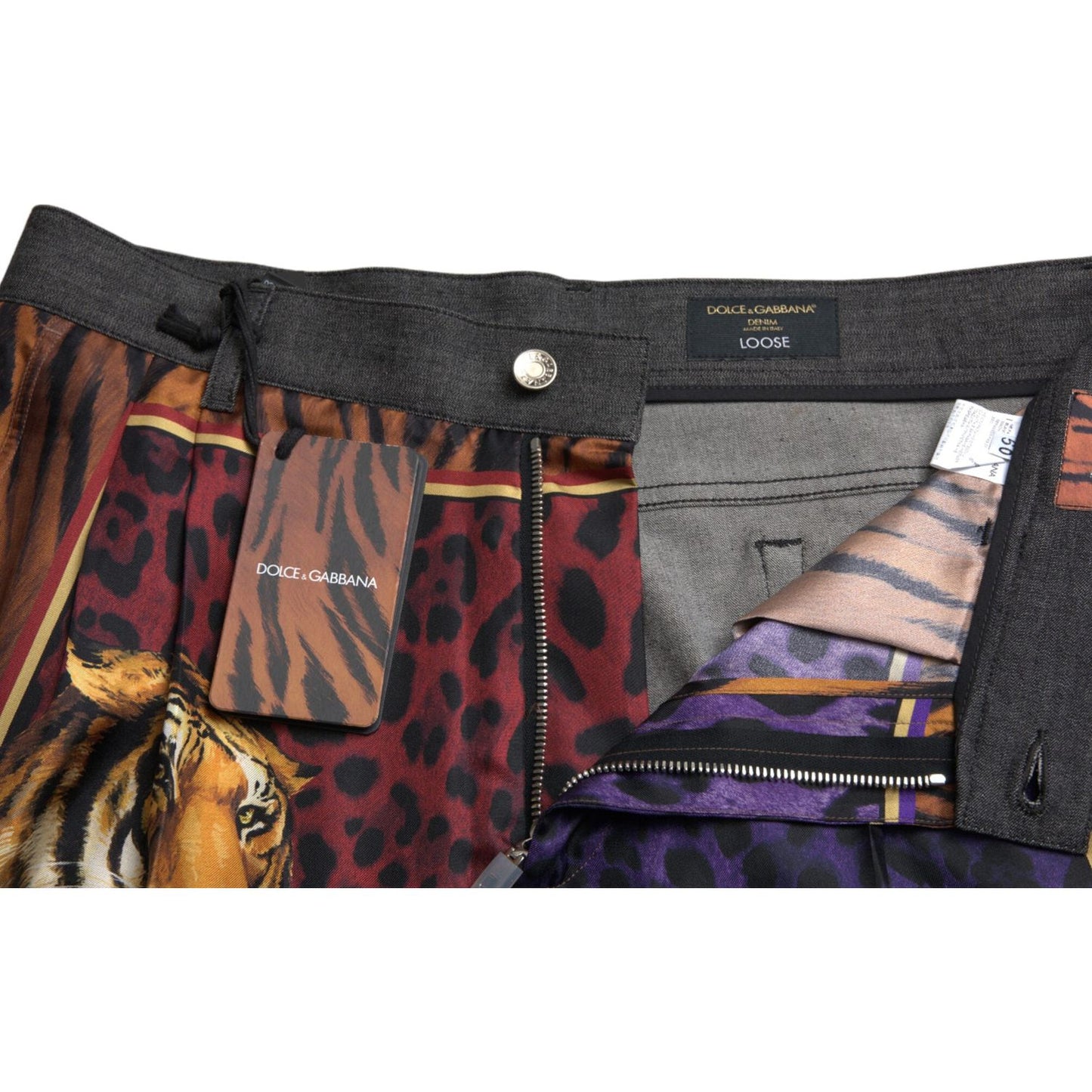 Dolce & Gabbana Multicolor Tiger Print Loose Denim Jeans Dolce & Gabbana