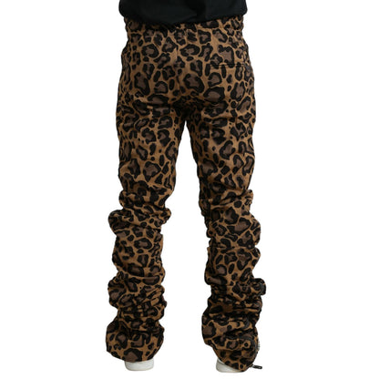 Dolce & Gabbana Brown Leopard Jacquard Jogger Pants