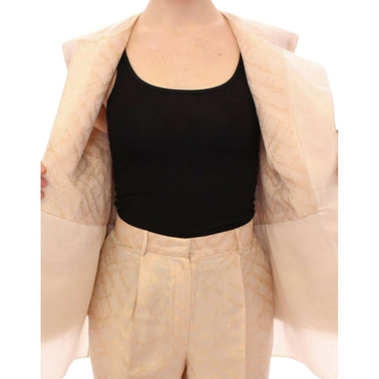 Zeyneptosun Beige brocade sleeveless jacket Zeyneptosun