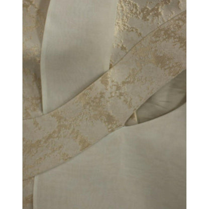 Zeyneptosun Beige brocade sleeveless jacket vest