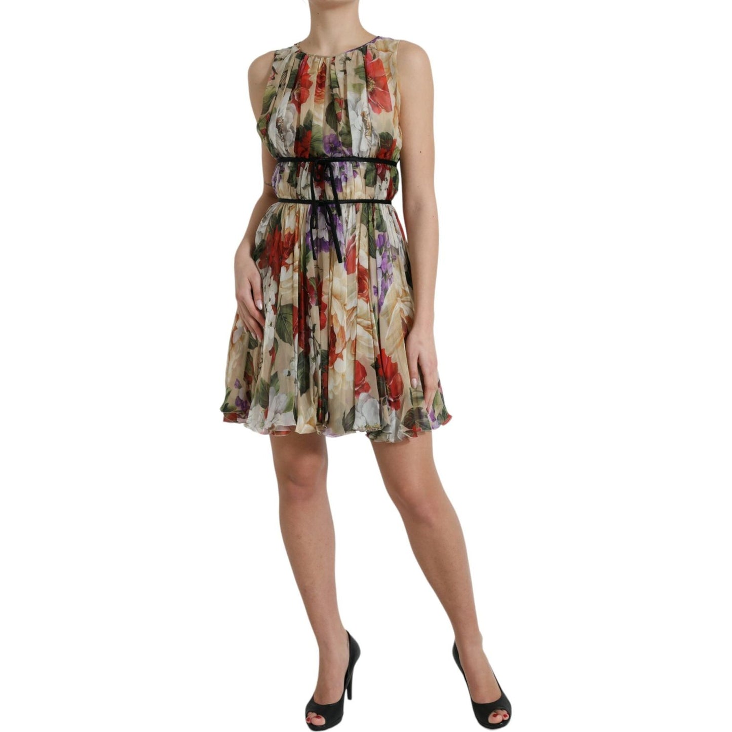 Dolce & Gabbana Floral Elegance Silk Chiffon Mini Dress Dolce & Gabbana