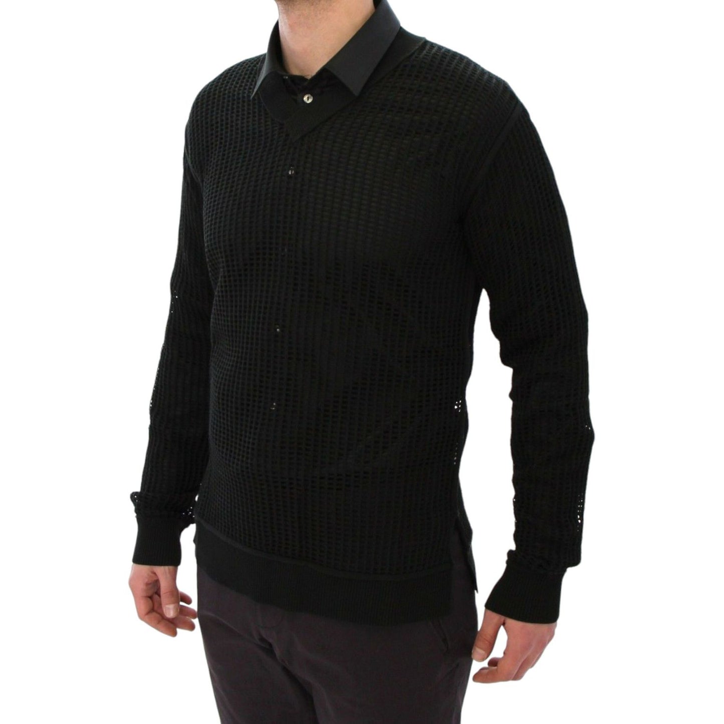 Dolce & Gabbana Dark Green Runway Netz Pullover Netted Sweater 1728,67345645728,Clothing,Dolce & Gabbana,Green,IT46 | S,Material: 100% Cotton,Men,Men - Clothing,New with tags,Sweaters - Clothing,Sweaters - Men - Clothing,Sweatshirts - Sweaters - Clothing