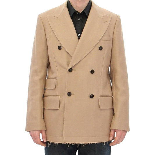 Dolce & Gabbana Elegant Beige Formal Wool Coat Coats & Jackets Dolce & Gabbana