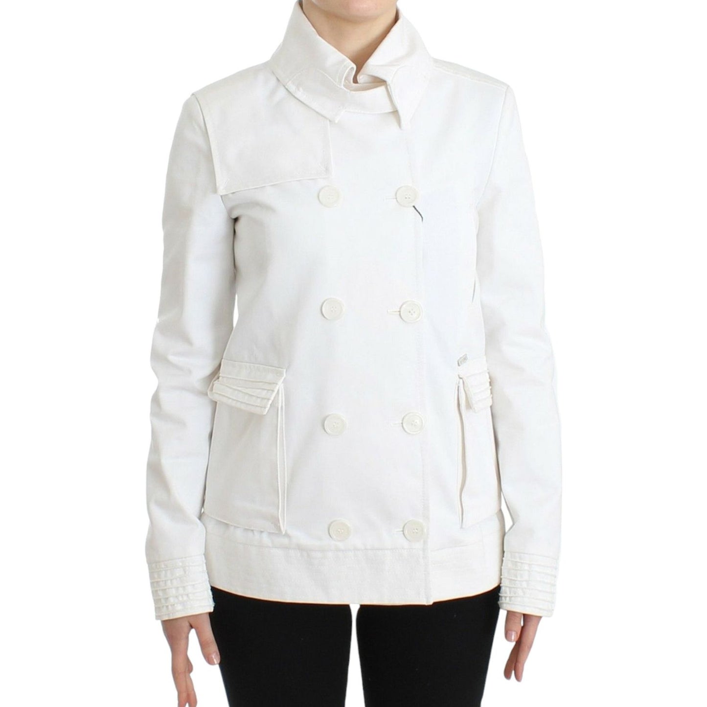 GF Ferre White Double Breasted Jacket Coat Blazer Coats & Jackets