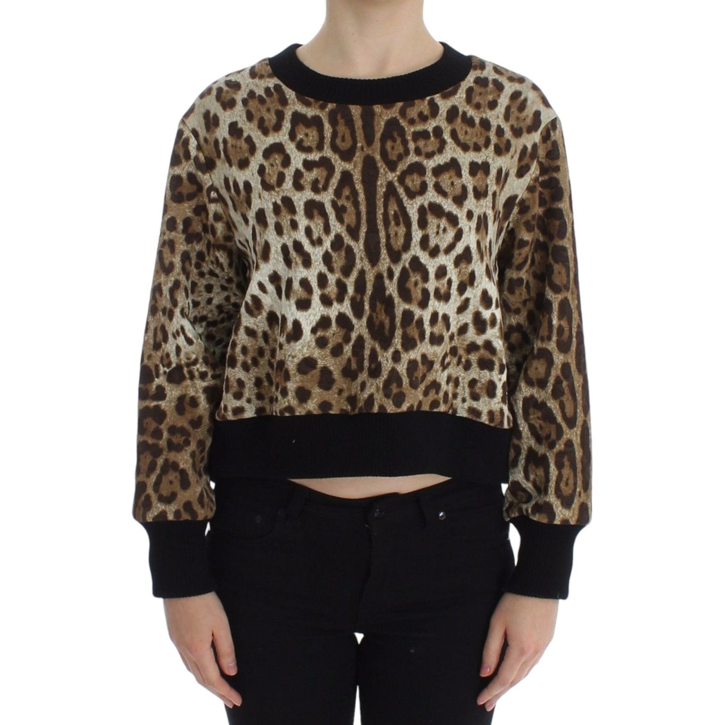 Dolce & Gabbana Elegant Leopard Print Short Sweater Top Dolce & Gabbana