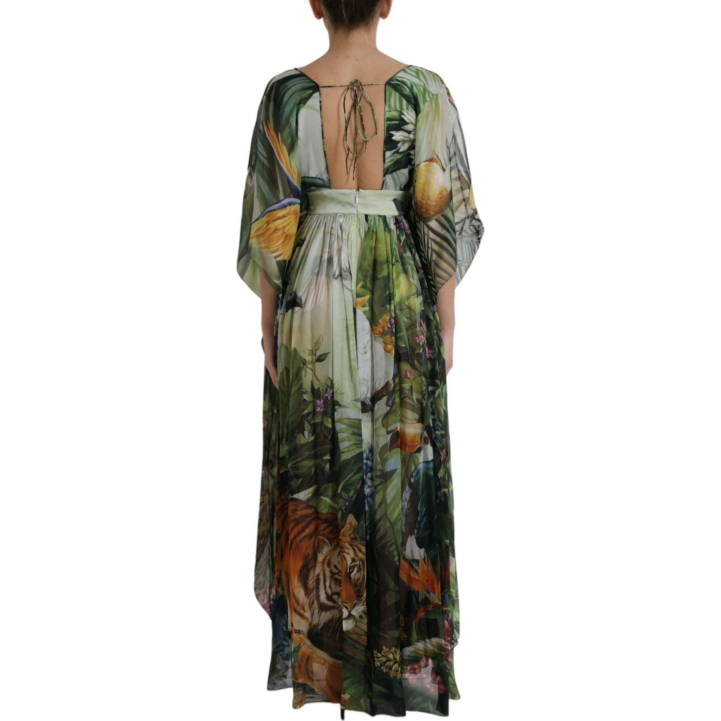 Dolce & Gabbana Elegant Jungle Print Maxi Silk Dress Dolce & Gabbana