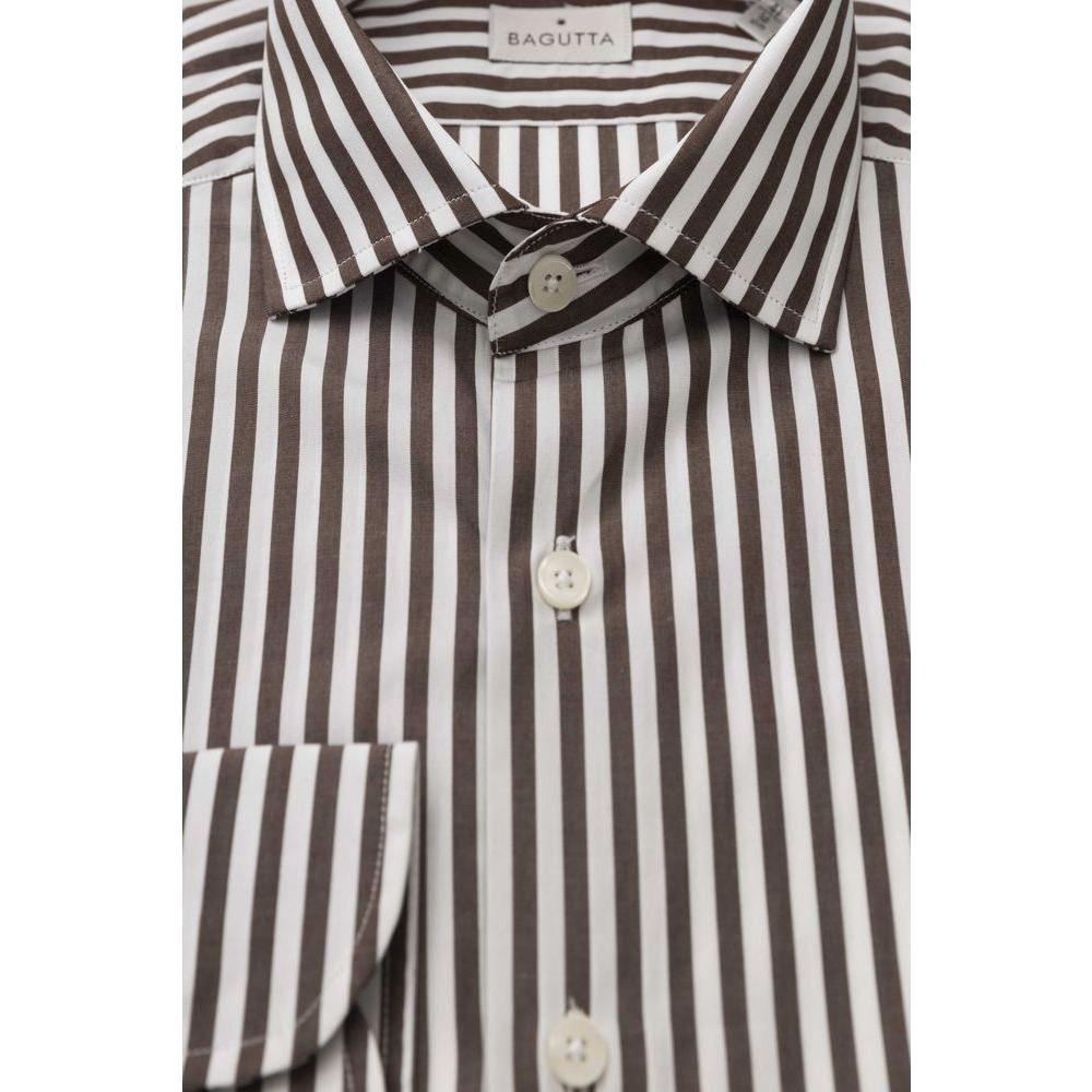 Bagutta Brown Cotton Men Shirt Bagutta