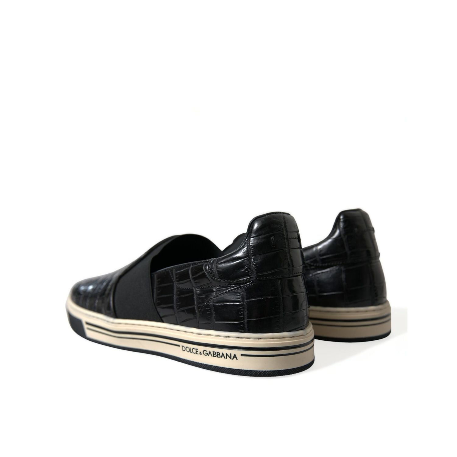 Dolce & Gabbana Black Croc Exotic Leather Sneakers Shoes