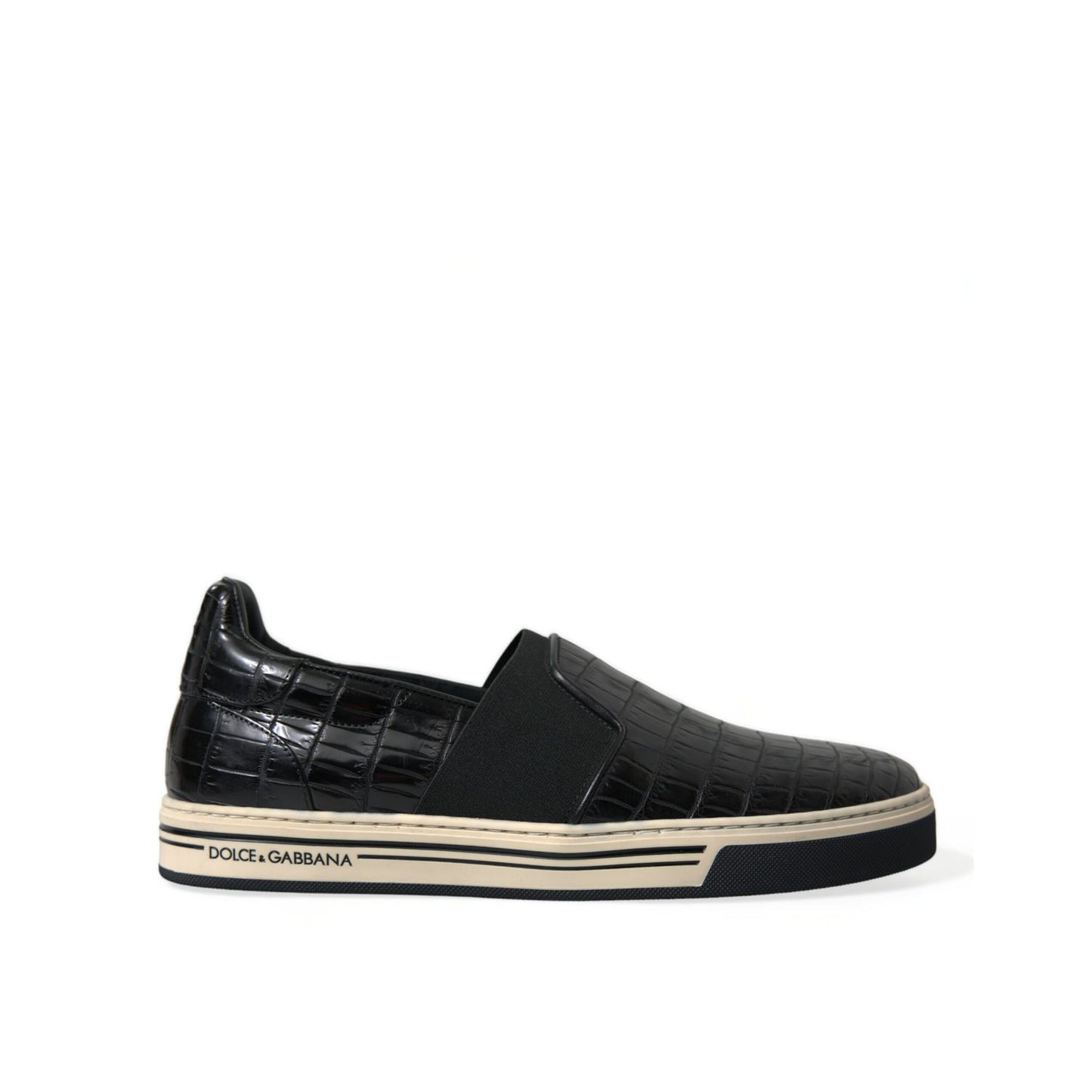 Dolce & Gabbana Black Croc Exotic Leather Sneakers Shoes