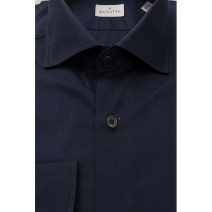 Bagutta Blue Cotton Men's Slim Shirt