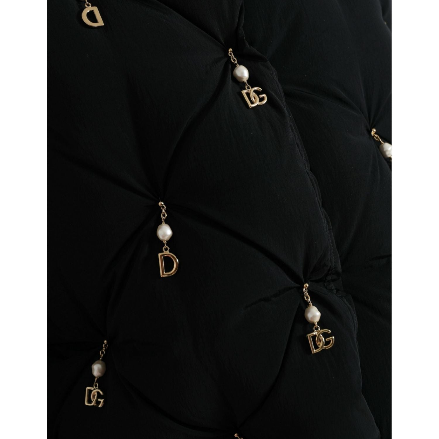 Dolce & Gabbana Black Embellished Quilted Shell Bomber Jacket