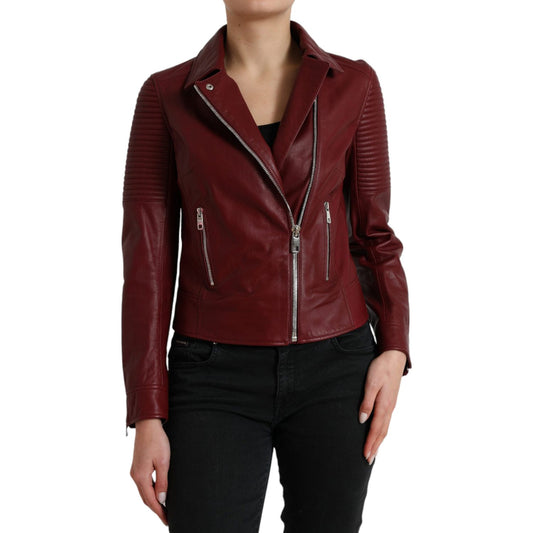 Bordeaux Biker Leather Jacket