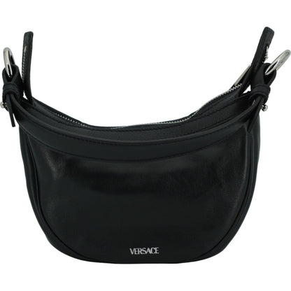 Versace Black Calf Leather Hobo Mini Shoulder Bag Versace