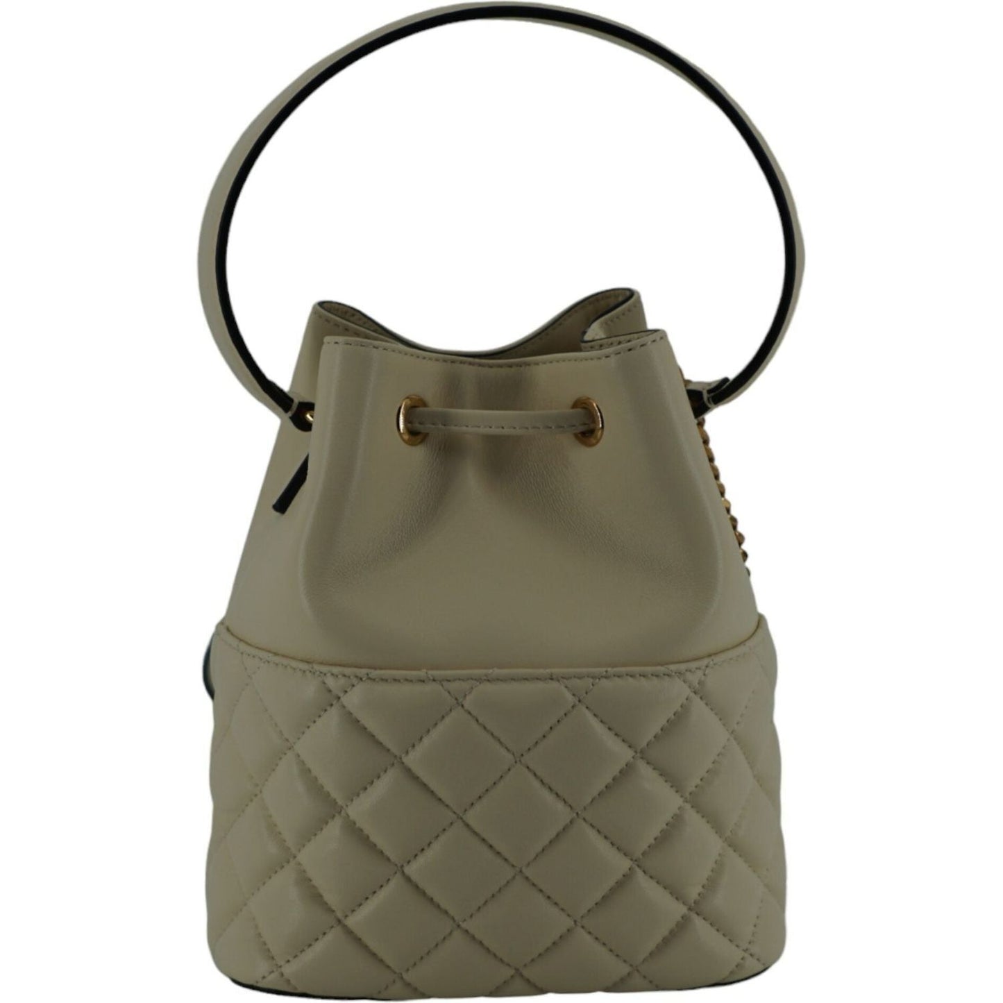 Versace White Lamb Leather Small Bucket Shoulder Bag Versace