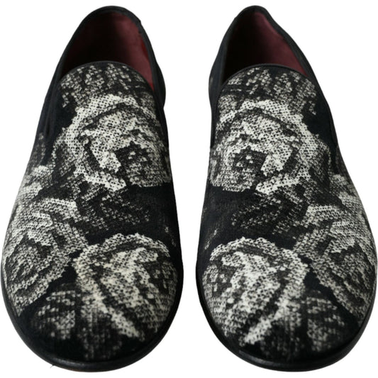 Dolce & Gabbana Elegant Floral Velvet Loafers Dolce & Gabbana