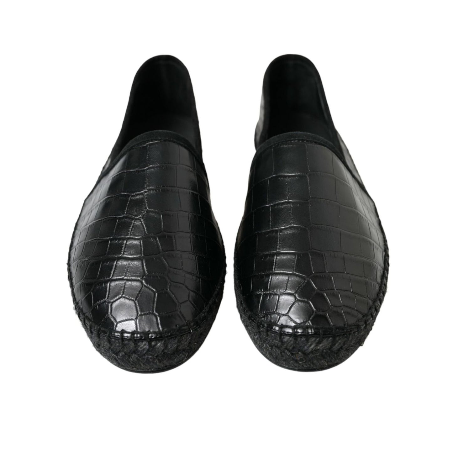 Dolce & Gabbana Black Exotic Leather Espadrilles Slip On Shoes
