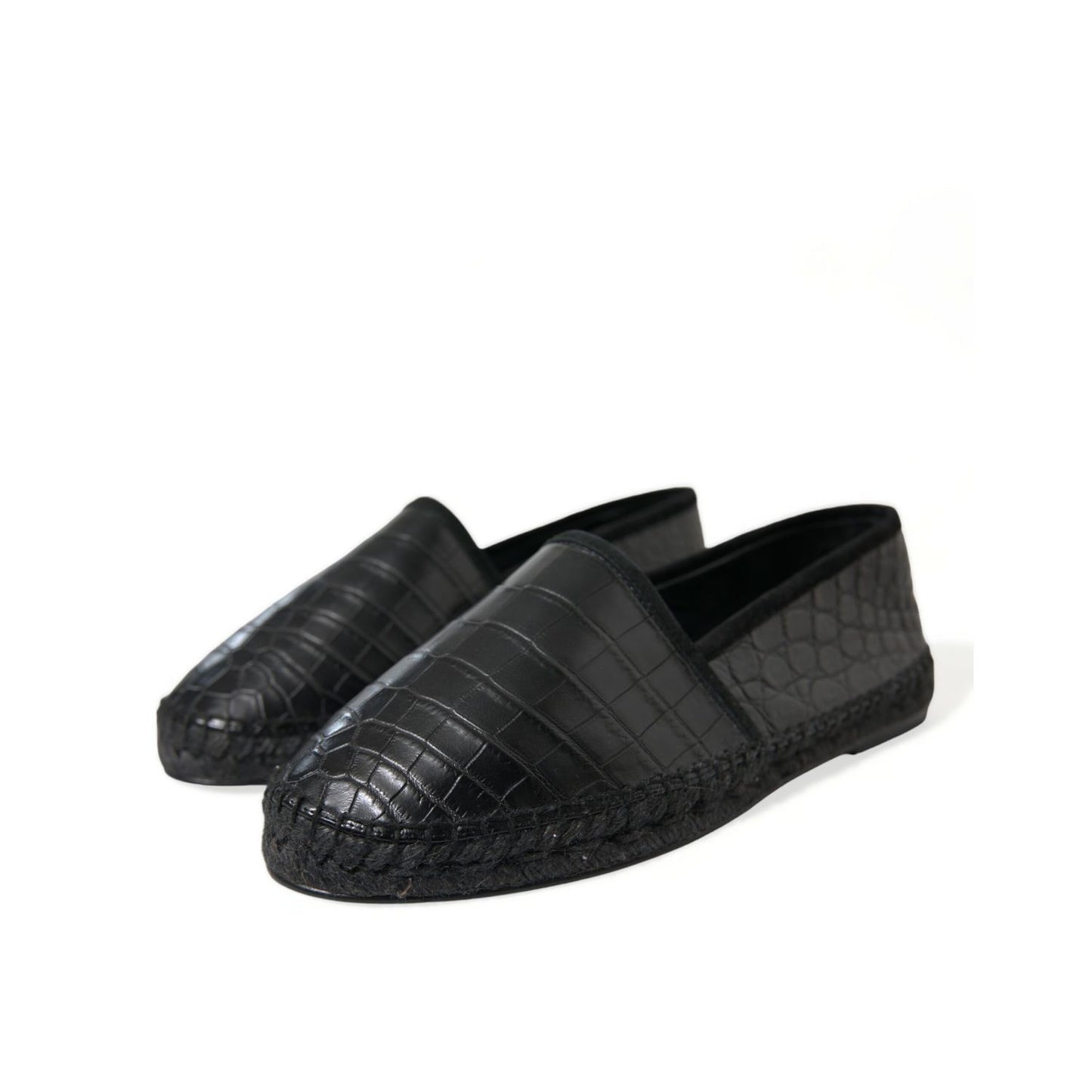 Dolce & Gabbana Black Exotic Leather Espadrilles Slip On Shoes