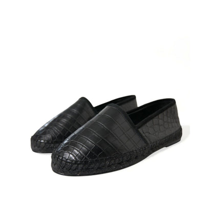 Dolce & Gabbana Black Exotic Leather Espadrilles Slip On Shoes