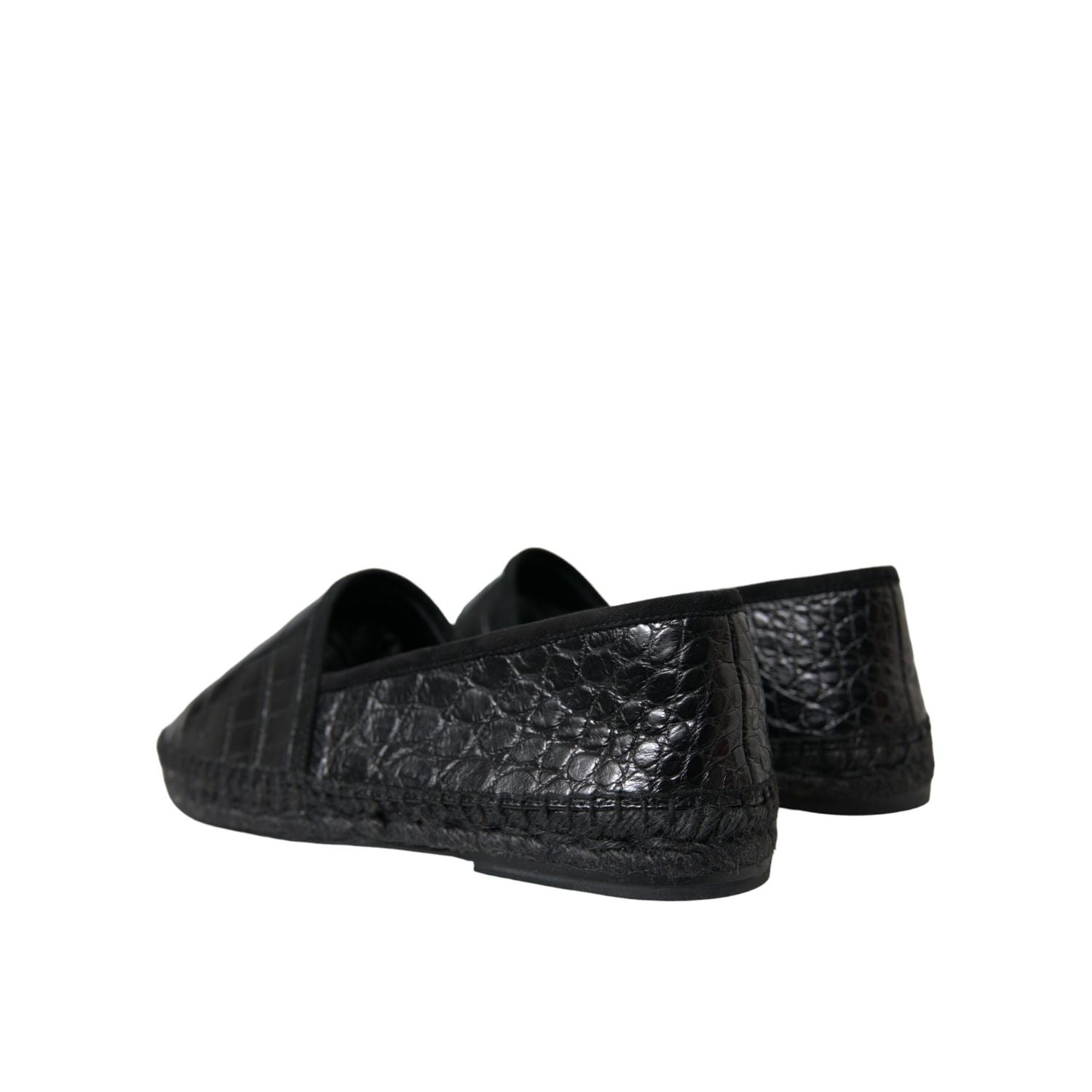 Dolce & Gabbana Black Exotic Leather Espadrilles Slip On Shoes