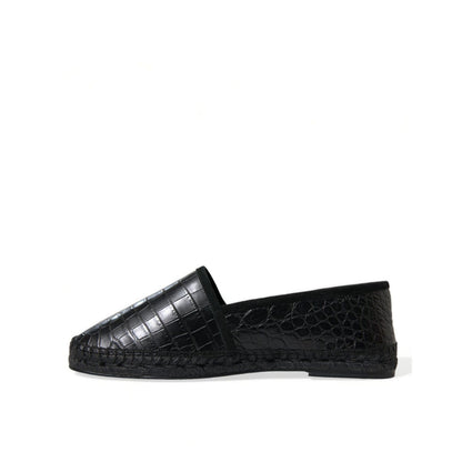 Dolce & Gabbana Black Exotic Leather Espadrilles Slip On Shoes