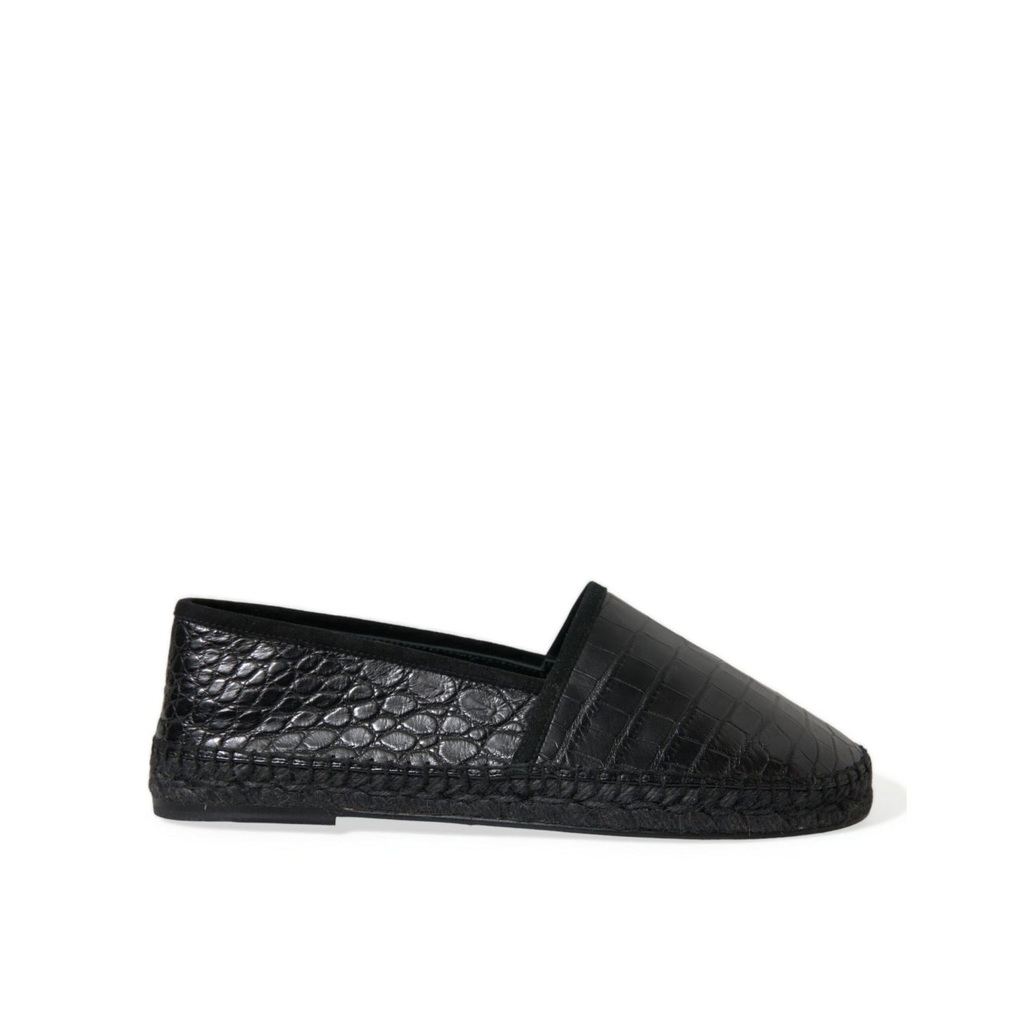 Dolce & Gabbana Black Exotic Leather Espadrilles Slip On Shoes