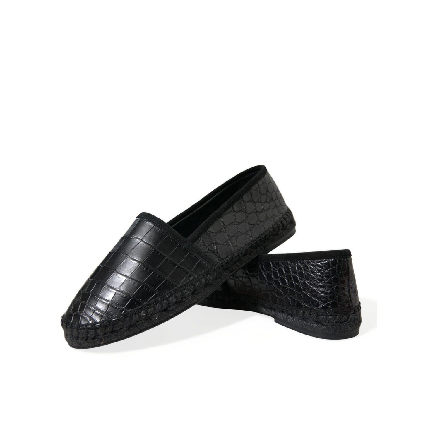 Dolce & Gabbana Black Exotic Leather Espadrilles Slip On Shoes
