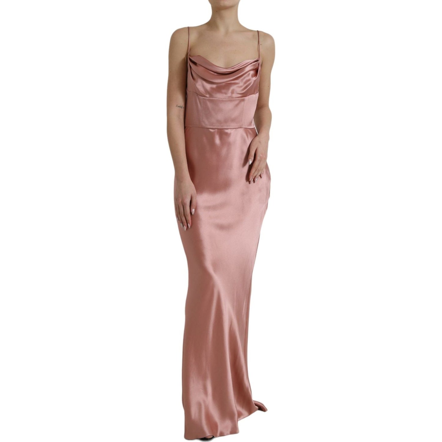 Dolce & Gabbana Elegant Long Silk Gown in Pink Dolce & Gabbana