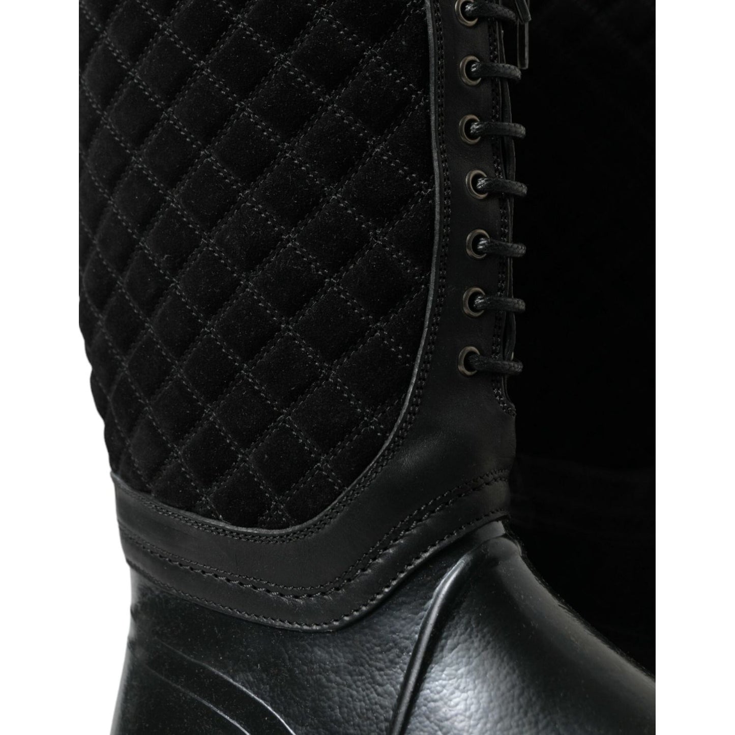 Dolce & Gabbana Elegant Quilted Lace-Up Rain Boots Dolce & Gabbana