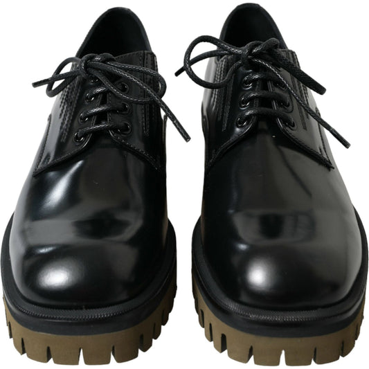 Dolce & Gabbana Elegant Black Leather Derby Dress Shoes Dolce & Gabbana