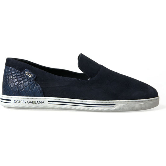 Dolce & Gabbana Elegant Blue Suede Leather Loafers Dolce & Gabbana