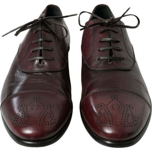 Dolce & Gabbana Elegant Burgundy Leather Derby Shoes Dolce & Gabbana