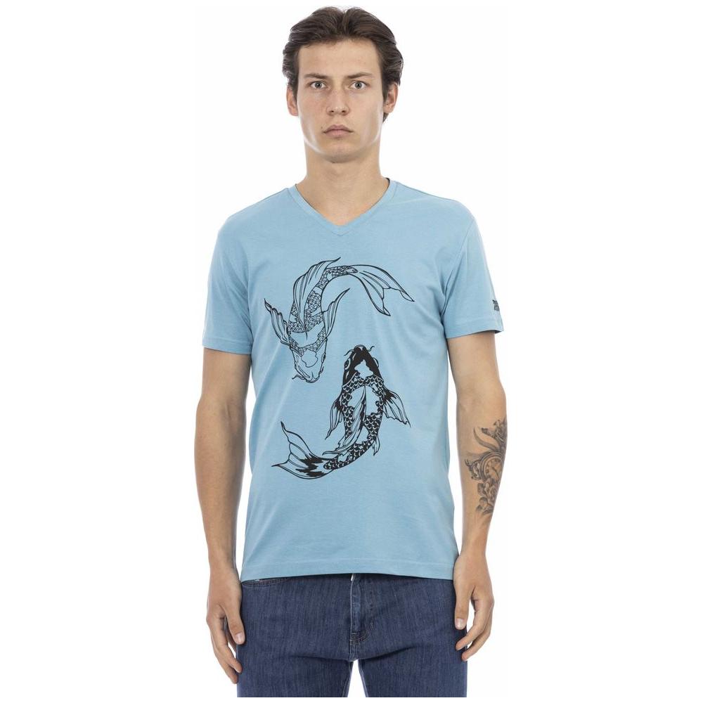 Trussardi Action Light Blue Cotton Men T-Shirt Trussardi Action