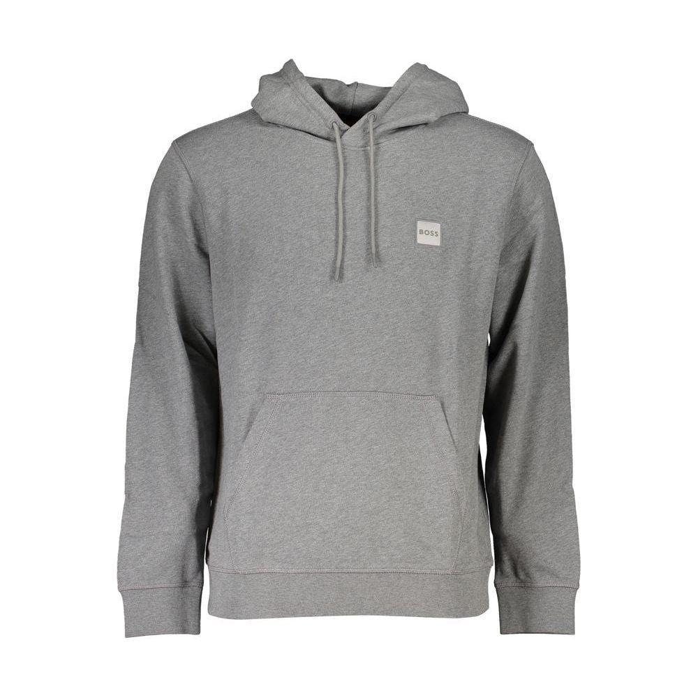 Hugo Boss Elegant Gray Hooded Sweatshirt Hugo Boss