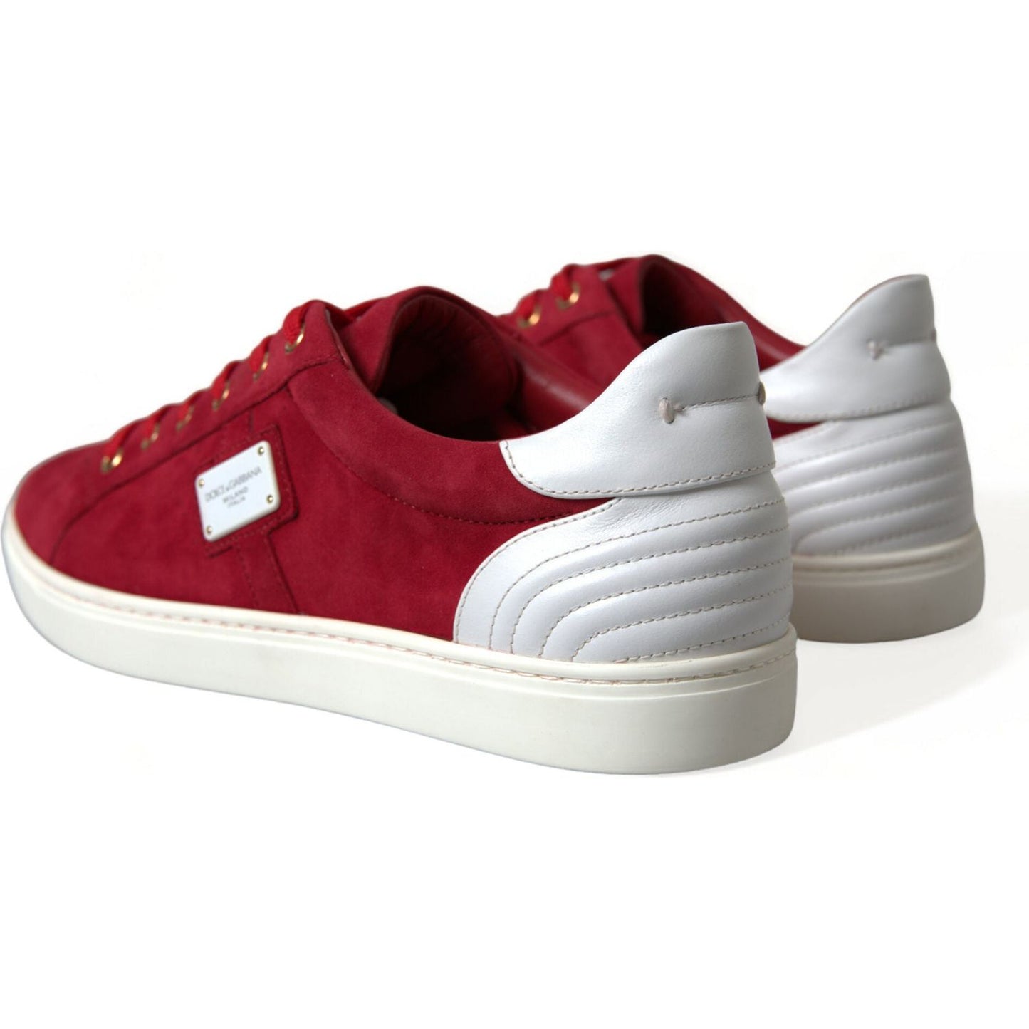 Dolce & Gabbana Elegant Red & White Leather Sneakers Dolce & Gabbana