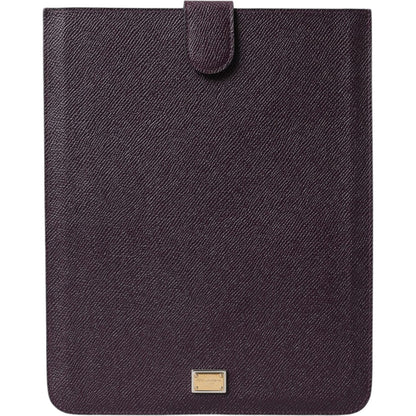 Dolce & Gabbana Dark Brown Leather Logo Plaque Cover Sleeve Tablet Case 1728,67345645728,Accessories,Bags,Brown,Dolce & Gabbana,Leather Accessories - Women - Bags,Material: 100% Leather,metal hardware,New with tags,Other Accessories - Accessories,Women,Wo