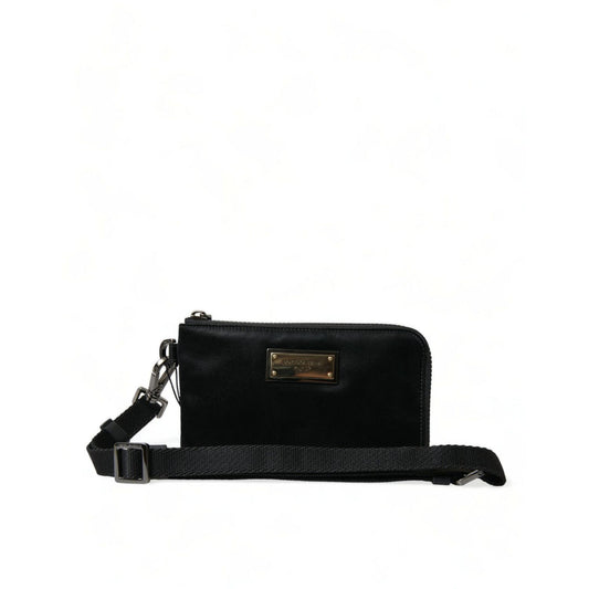 Dolce & Gabbana Black Nylon Logo Plaque Keyring Pouch Clutch Bag 1728,67345645728,Bags,Black,Clutch Bags - Bags,Clutch Bags - Women - Bags,Dolce & Gabbana,Material: 64% Nylon 34% Leather,New with tags,Women,Women - Bags
