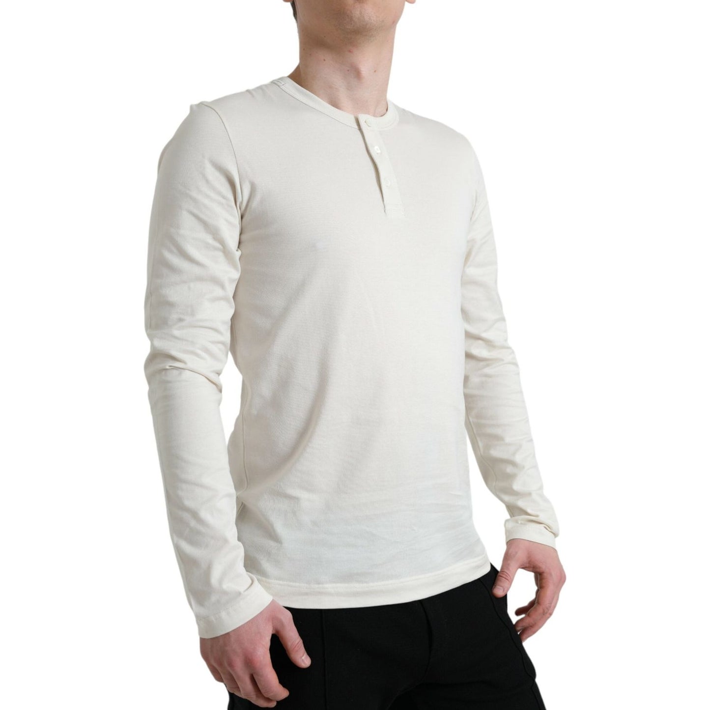 Dolce & Gabbana Elegant Off White Cotton Sweater Dolce & Gabbana