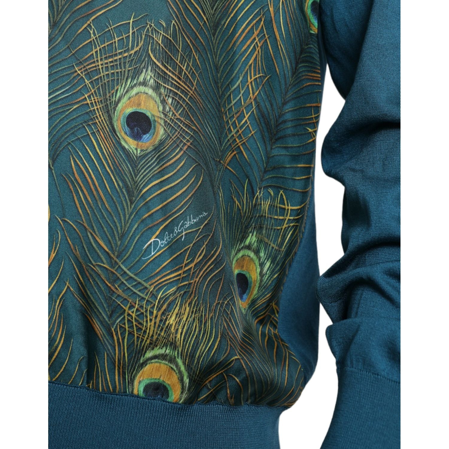 Dolce & Gabbana Green Peacock Feather Pullover Sweater
