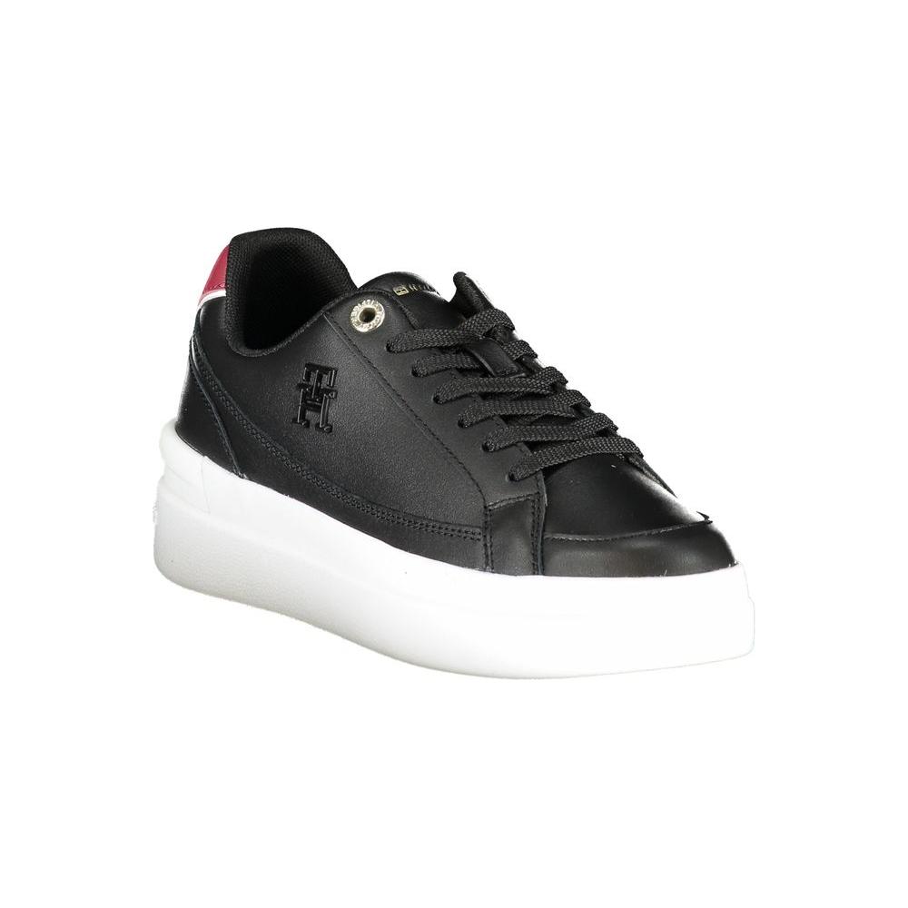 Tommy Hilfiger Black Leather Women Sneaker Tommy Hilfiger