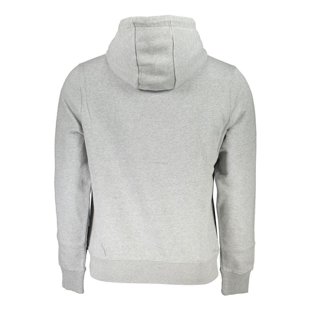 Napapijri Gray Cotton Men Hooded Sweater Napapijri