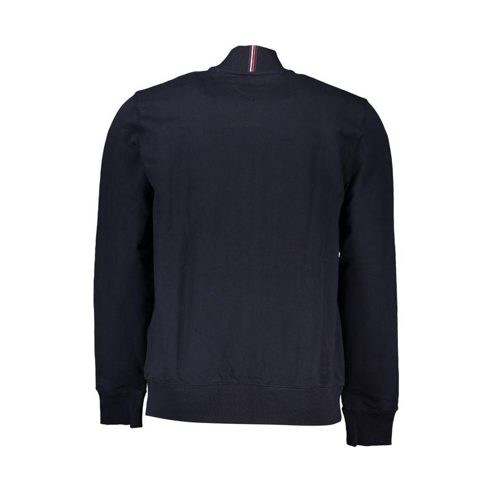 Tommy Hilfiger Sleek Blue Zip Sweatshirt with Embroidery Detail Tommy Hilfiger