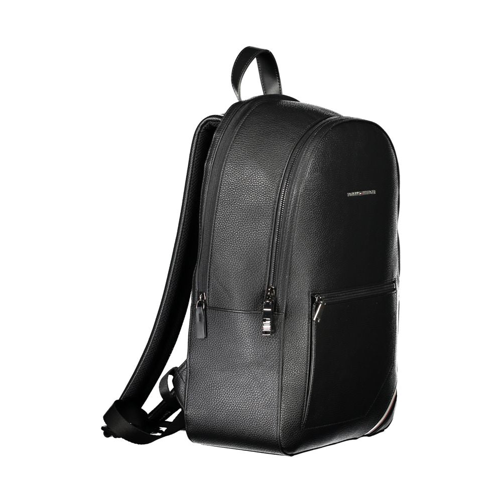 Tommy Hilfiger Elegant Black Urban Backpack with Contrast Details