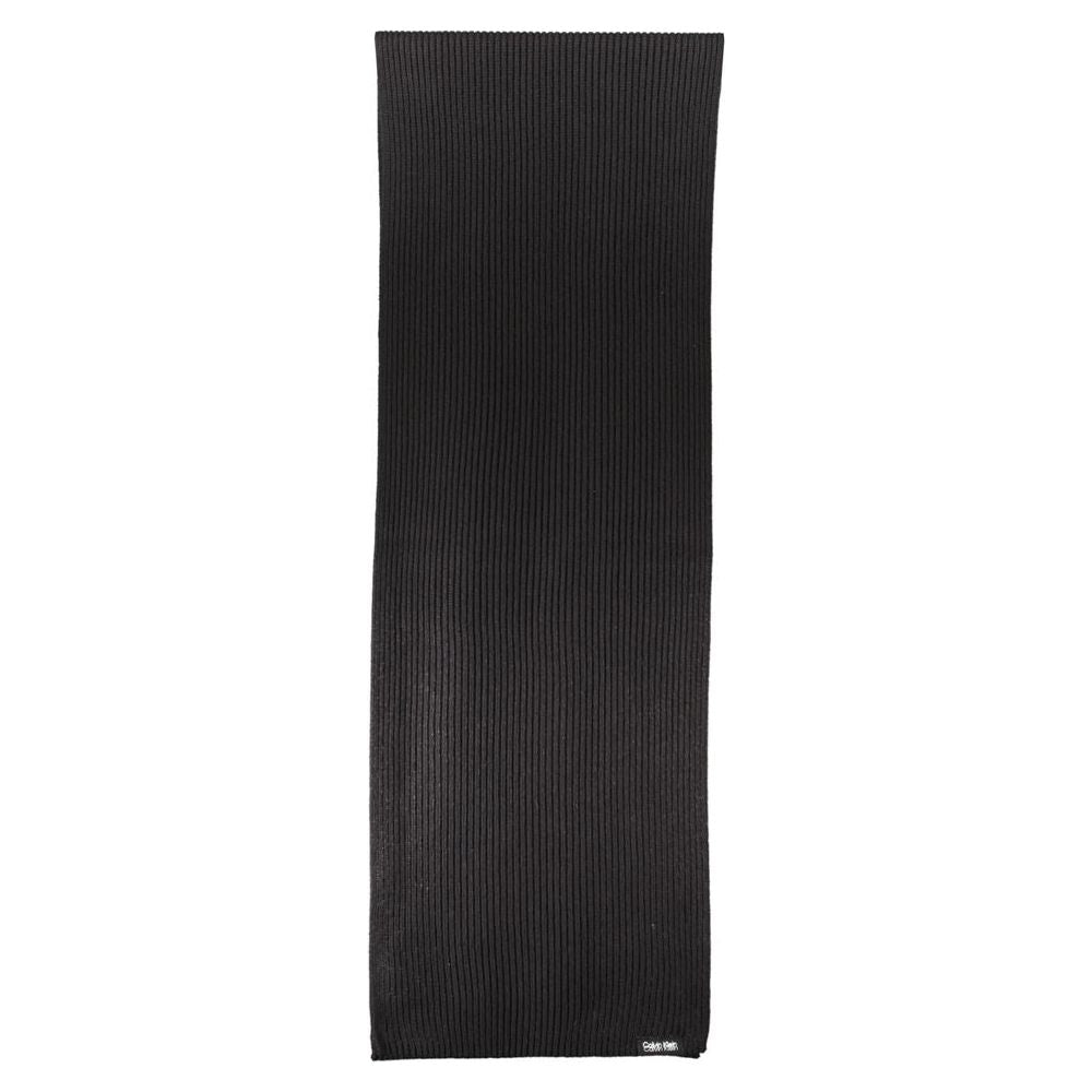 Calvin Klein Elegant Black Cotton Cashmere Scarf Calvin Klein