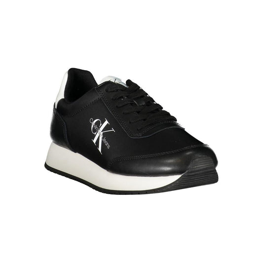 Calvin Klein Sleek Black Lace-Up Sneakers with Contrast Details Calvin Klein