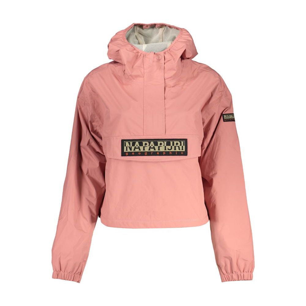 Napapijri Elegant Pink Hooded Waterproof Sports Jacket Napapijri