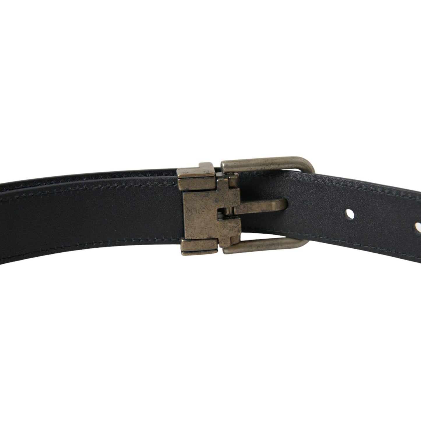 Dolce & Gabbana Elegant Blue Leather Belt with Metal Buckle Dolce & Gabbana