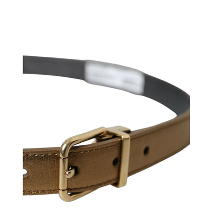 Dolce & Gabbana Metallic Gold Calf Leather Metal Buckle Belt