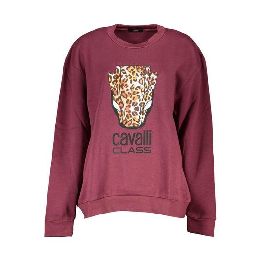 Cavalli Class Elegant Purple Crew Neck Fleece Sweatshirt Cavalli Class