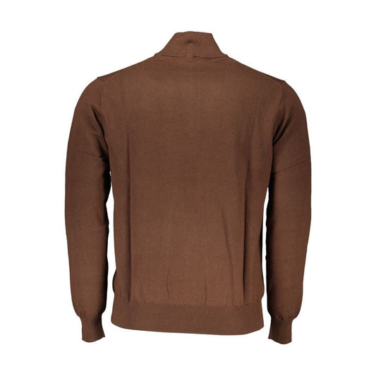 Chic Brown Half-Zip Cotton Sweater