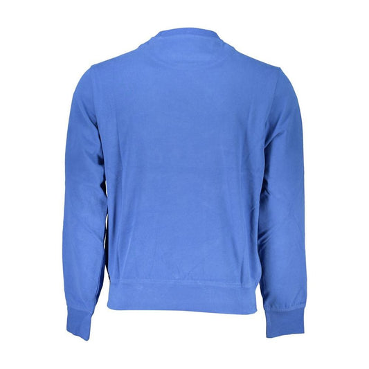 Crew Neck Embroidered Blue Sweater